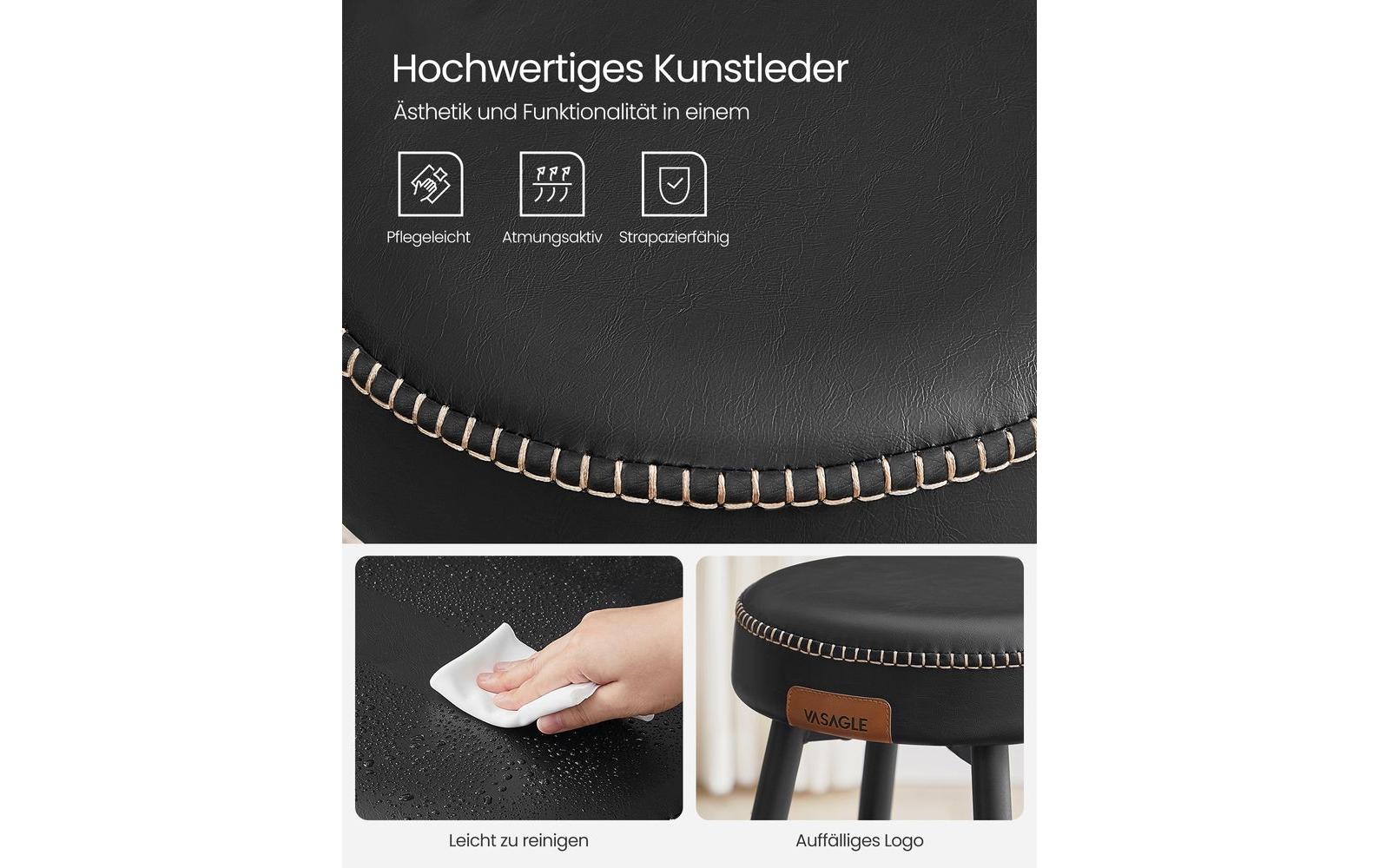 Barhocker 2 Stück 51.6 x 76.2 cm, Schwarz<br>2-er Set Barstühle