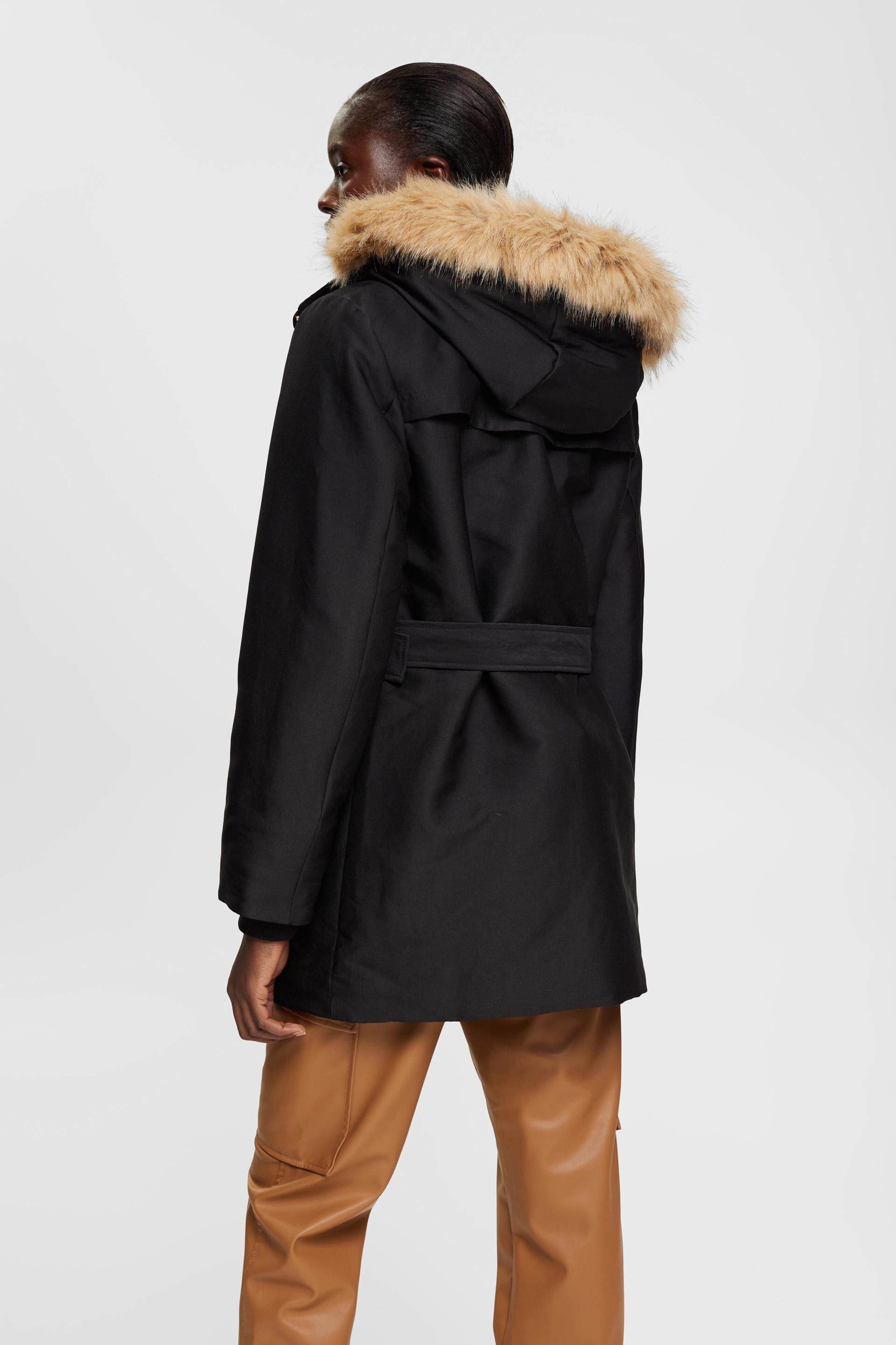Parka à capuche en fourrure synthétique