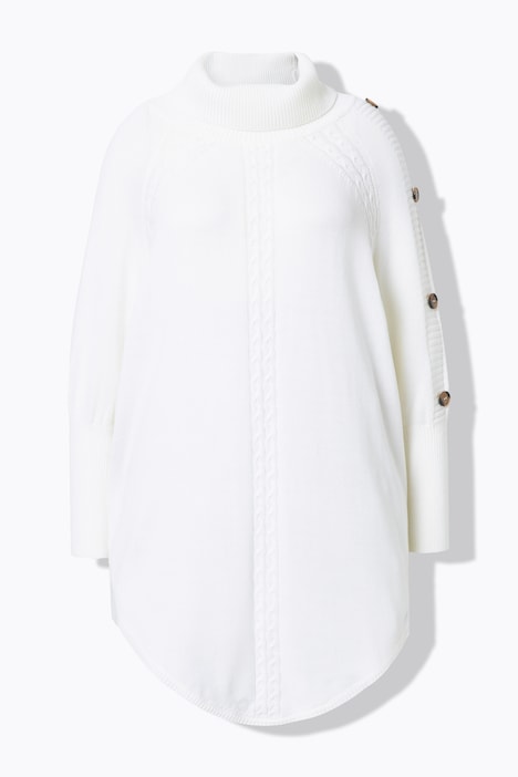 Pullover, Poncho-Style, Zopfmuster, Zipfelsaum