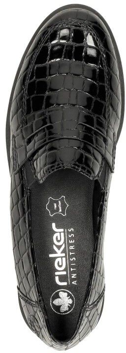 Rieker Mocassin zwart croco lak