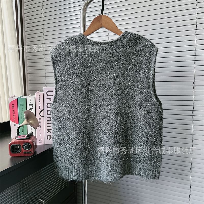 staybabes - V-hals effen glittertrui vest
