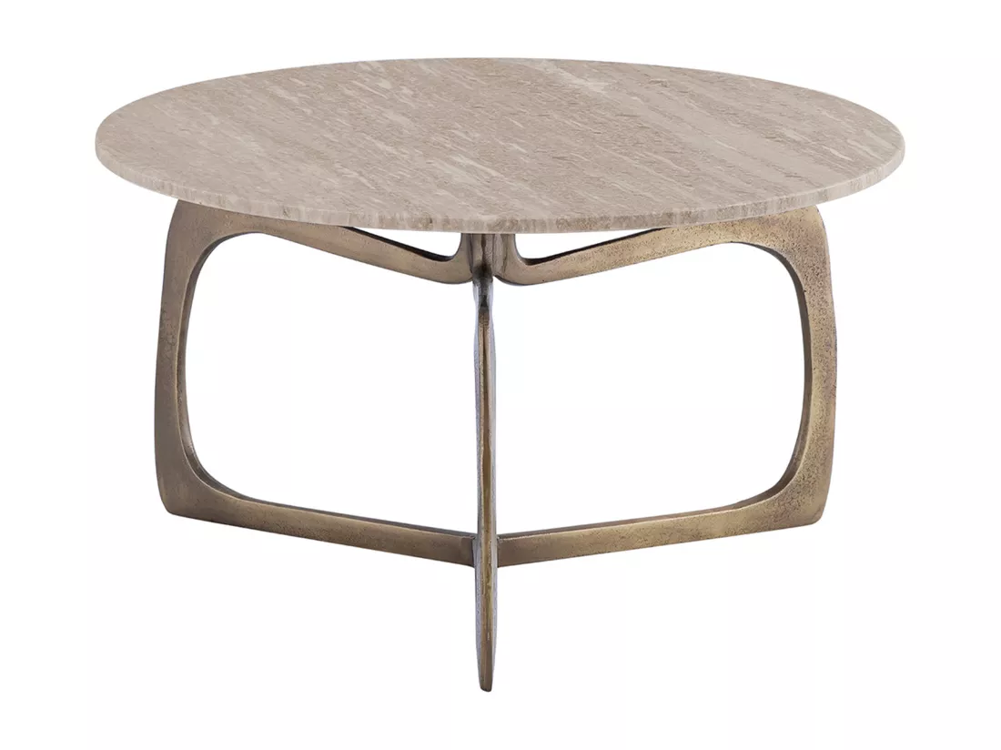Tables basses gigognes en marbre et métal - Beige et Doré - JIYA