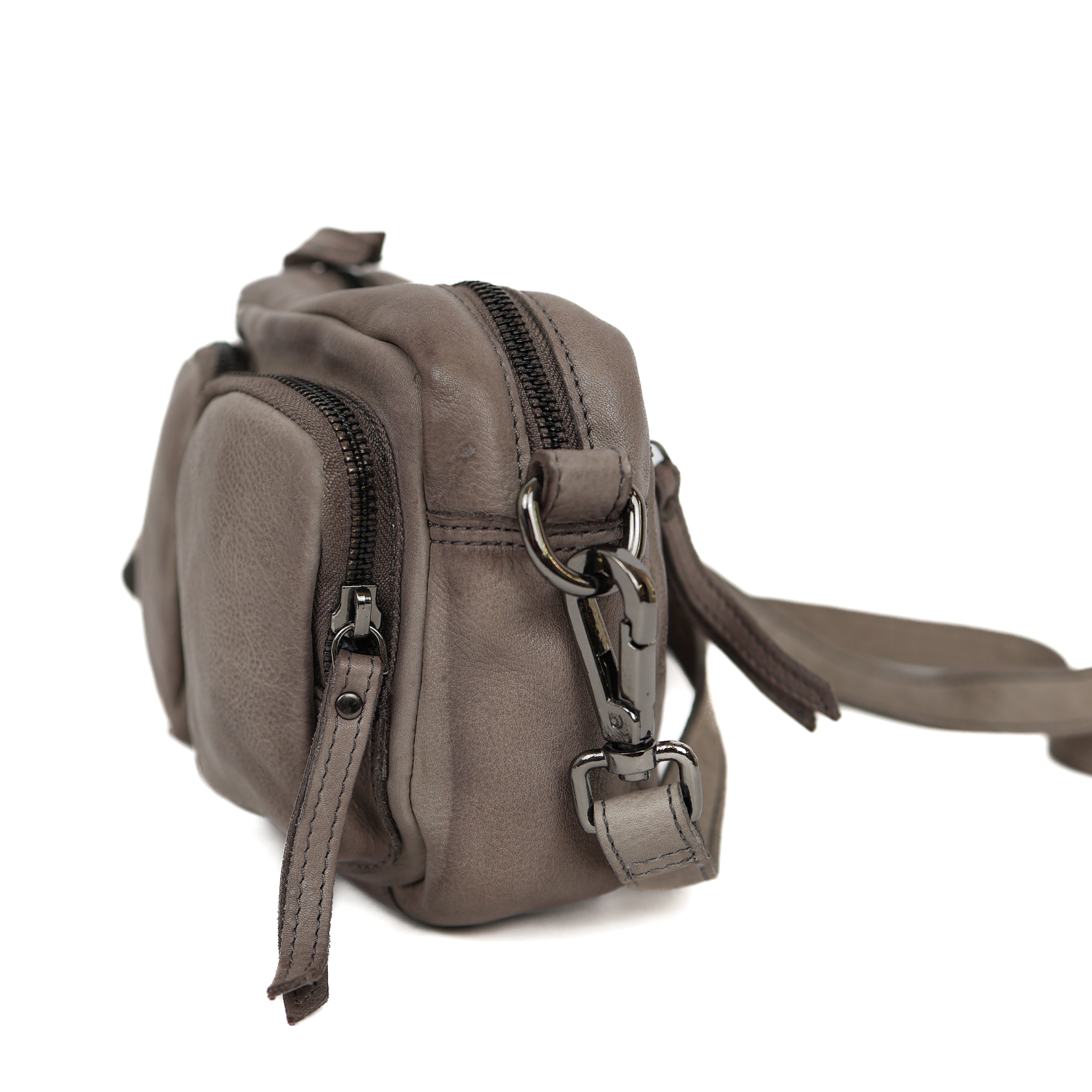Klein schoudertasje met voorvakjes 'Amber' grijs Grey