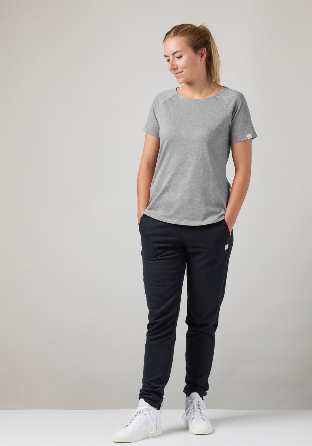 WE ARE ZRCL Damen Raglan T-Shirt Basic Melange Stone Grey