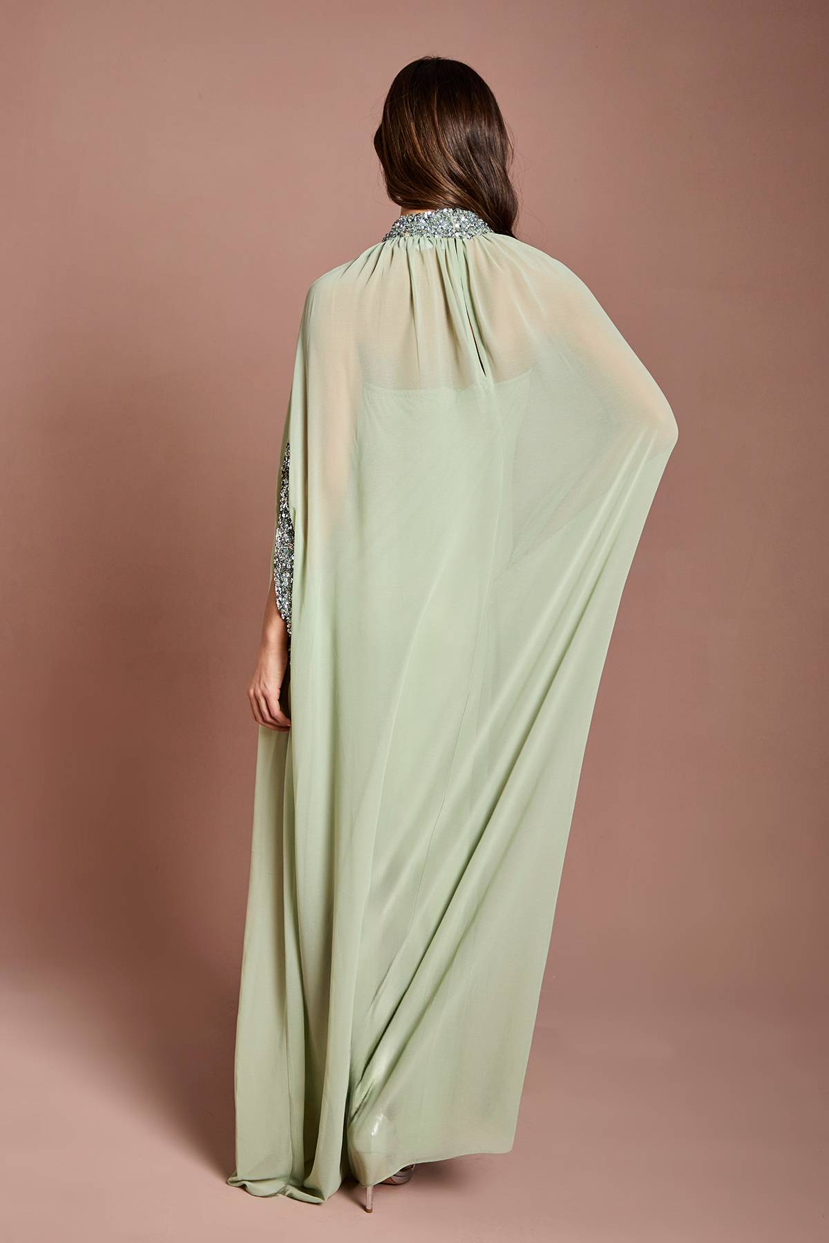 Coast Robe Longue à Sequins Style Cape en Mousseline