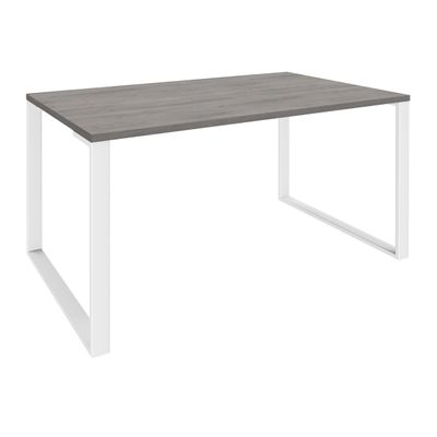 Bureau droit LOFTER - L120 cm - Plateau imitation chêne gris - pied Blanc