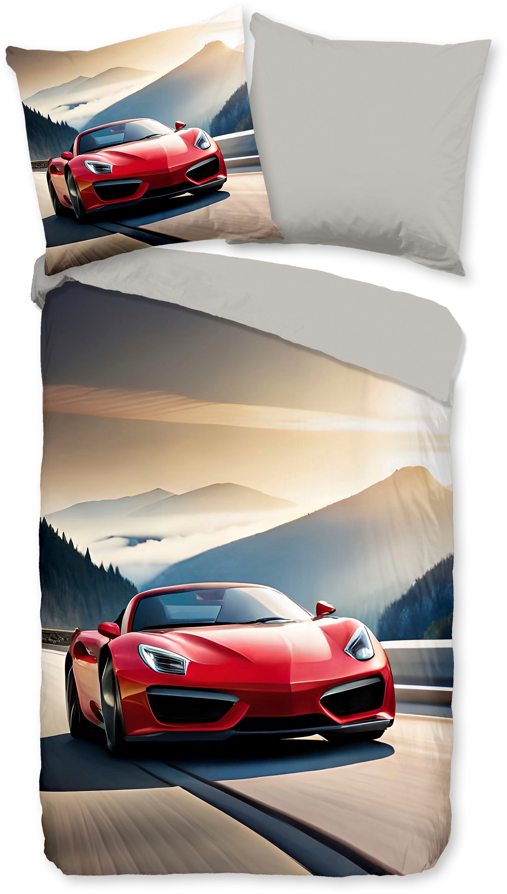 good morning Babybettwäsche »Cabrio« 2 Stk. tlg. Baumwolle, Renforcé, 135x200, 2 Teilig, Wendeoptik, Kind, Junge, Auto