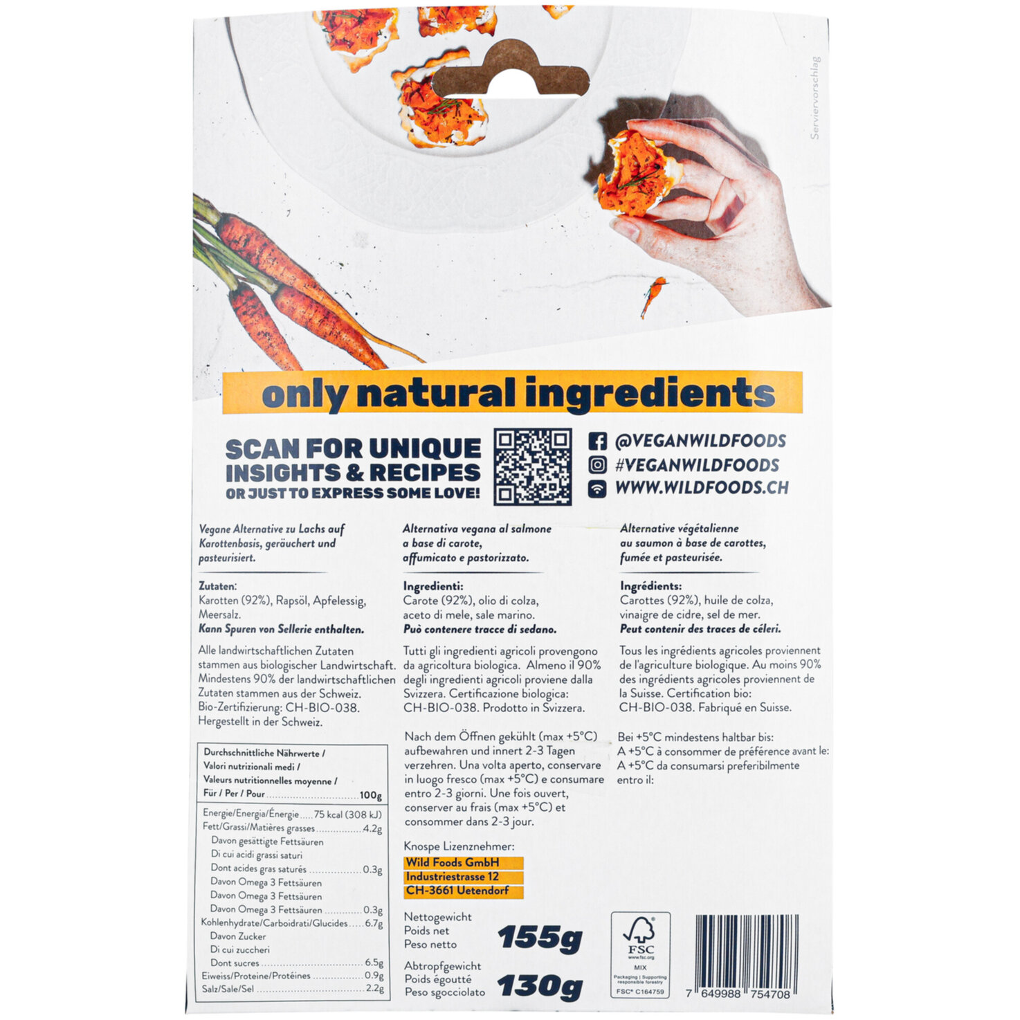Wild Foods Wood Smoked vegane Alternative zu Lachs -