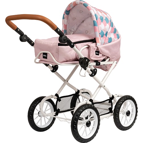BRIO Kombi dukkevogn, dråbemønster, pink