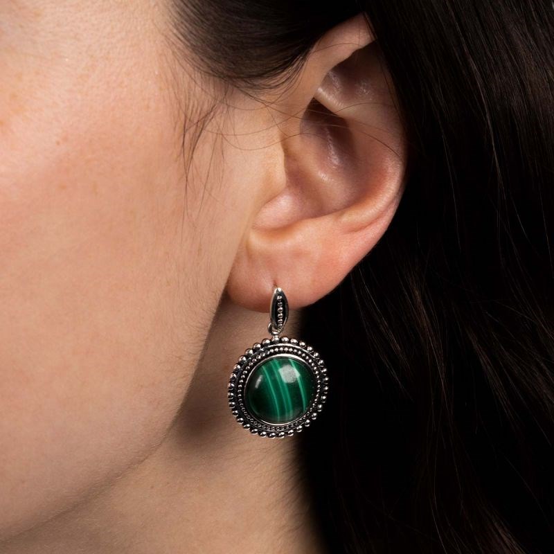 Boucles d'oreilles argent massif et pierre naturelle