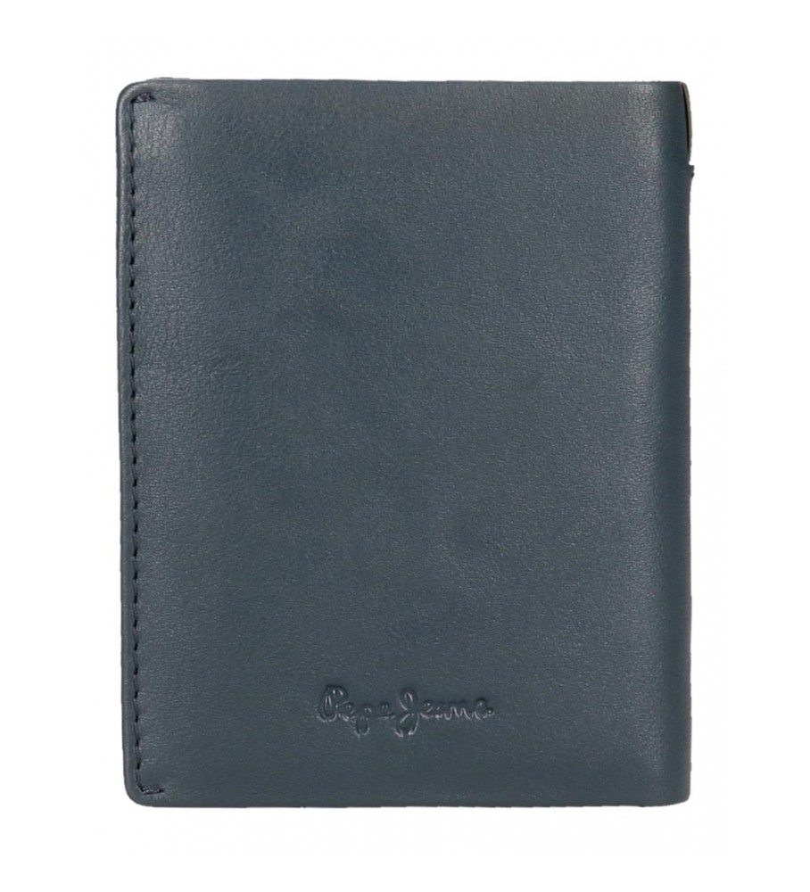 Carteira vertical Pepe Jeans Marshal em couro azul marinho