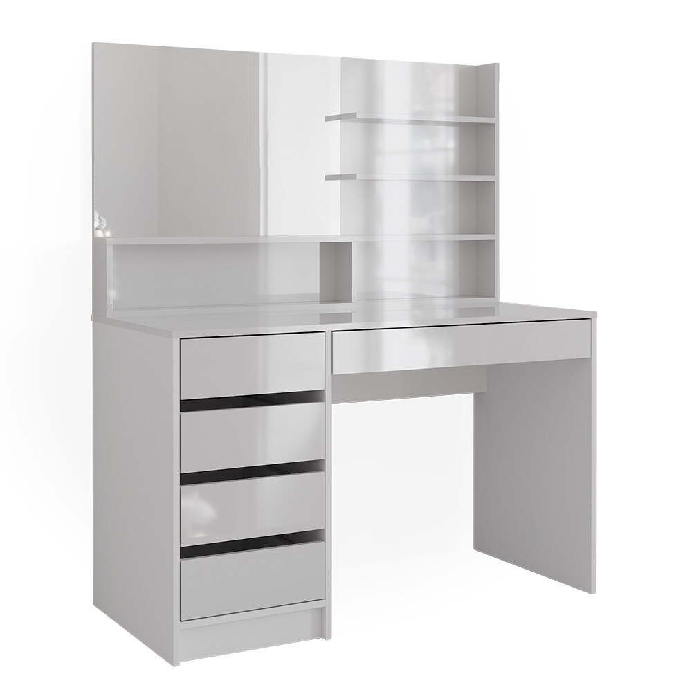 Vicco Schminktisch Sherry Weiß Hochglanz 120 x 75 cm Spiegel Regal Frisiertisch