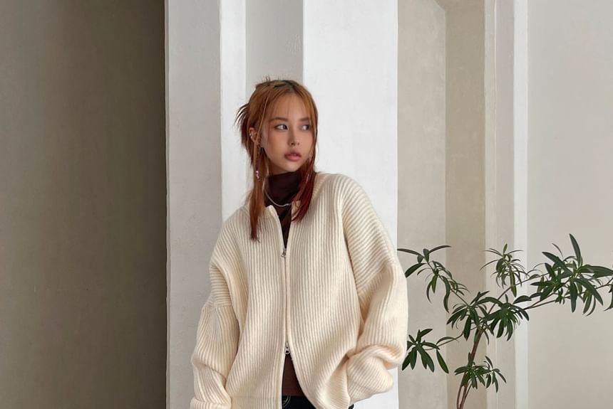 SeoulPop - Unisex ronde hals effen vest met rits en losse pasvorm