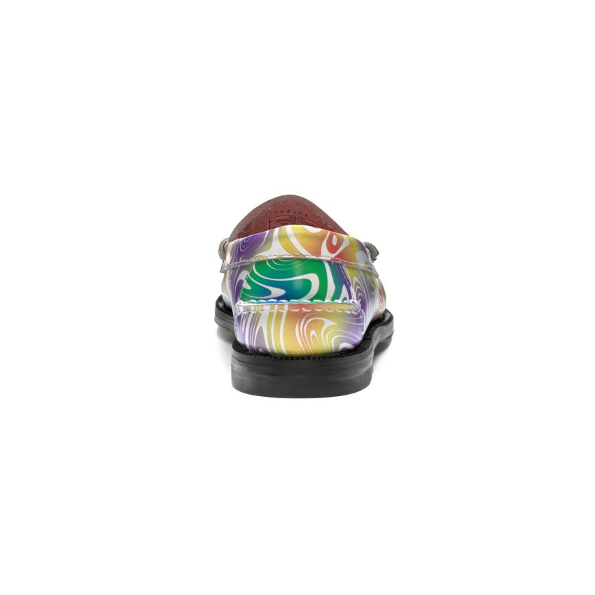DAN PRINTED WHITE MULTI-Mocassin pour femme en cuir pleine fleur