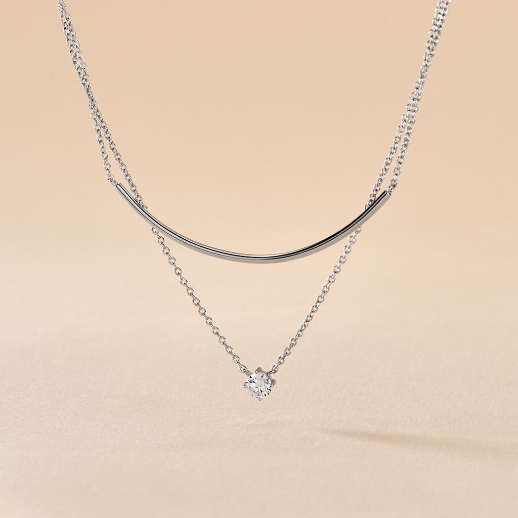 Collier Ruth Argent Blanc Oxyde De Zirconium