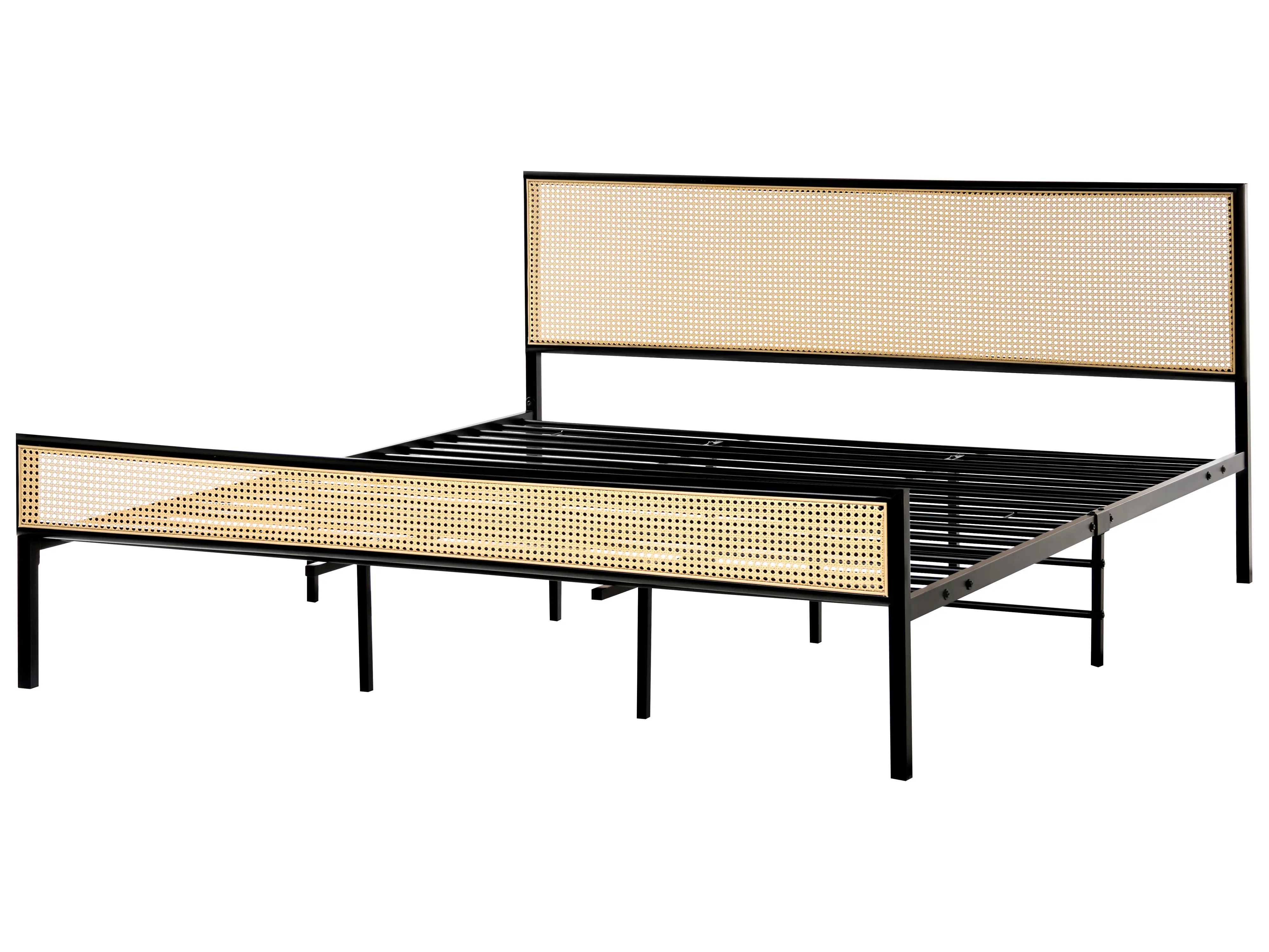 Bed PE rotan AVANTON 180 x 200 cm Zwart