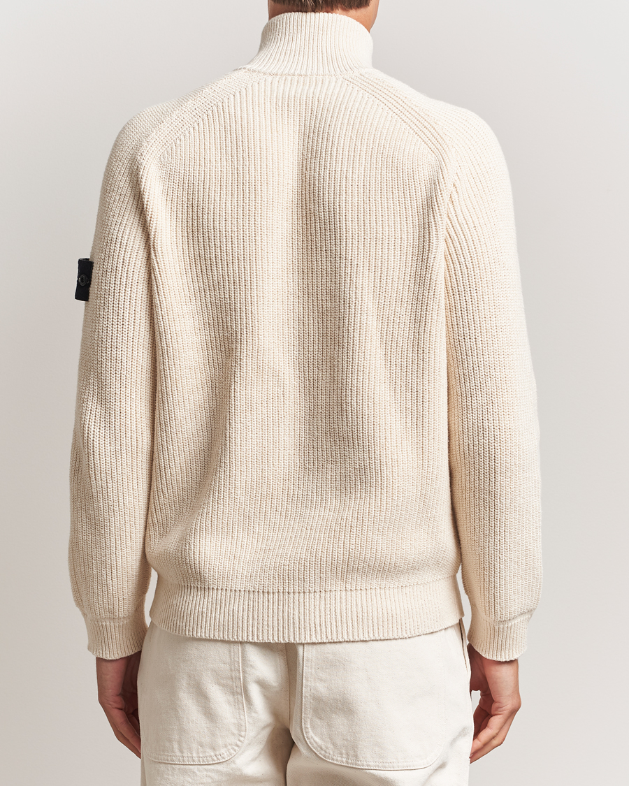 Stone Island RAW Cotton Popcorn Stitch Full Zip Ivory