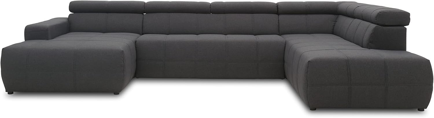 DOMO. collection Sofa Brandon, Wohnlandschaft mit Rückenfunktion und Sitztiefenverstellung Couch in U-Form, Polstergarnitur 359 x 228 x 80 cm (BxTxH), dunkelgrau