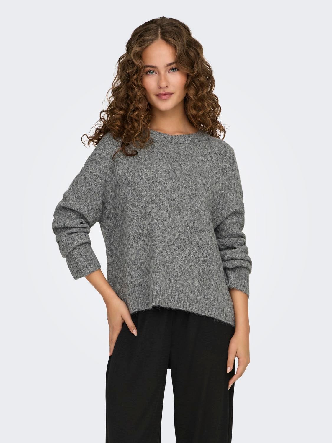 JDYBIGUM Strickpullover Medium Grey Melange