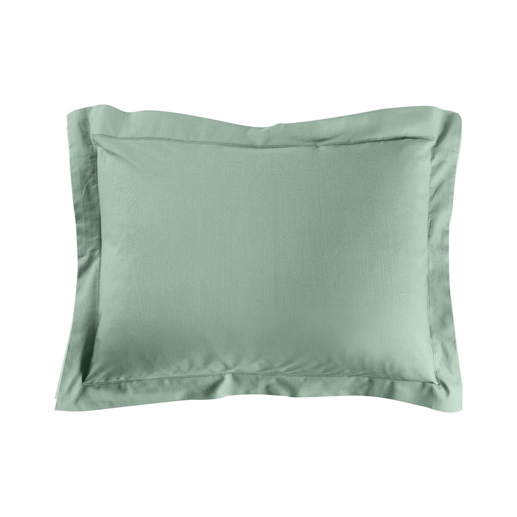 Taie d'oreiller à volant coton 57 fils vert clair 50x70cm