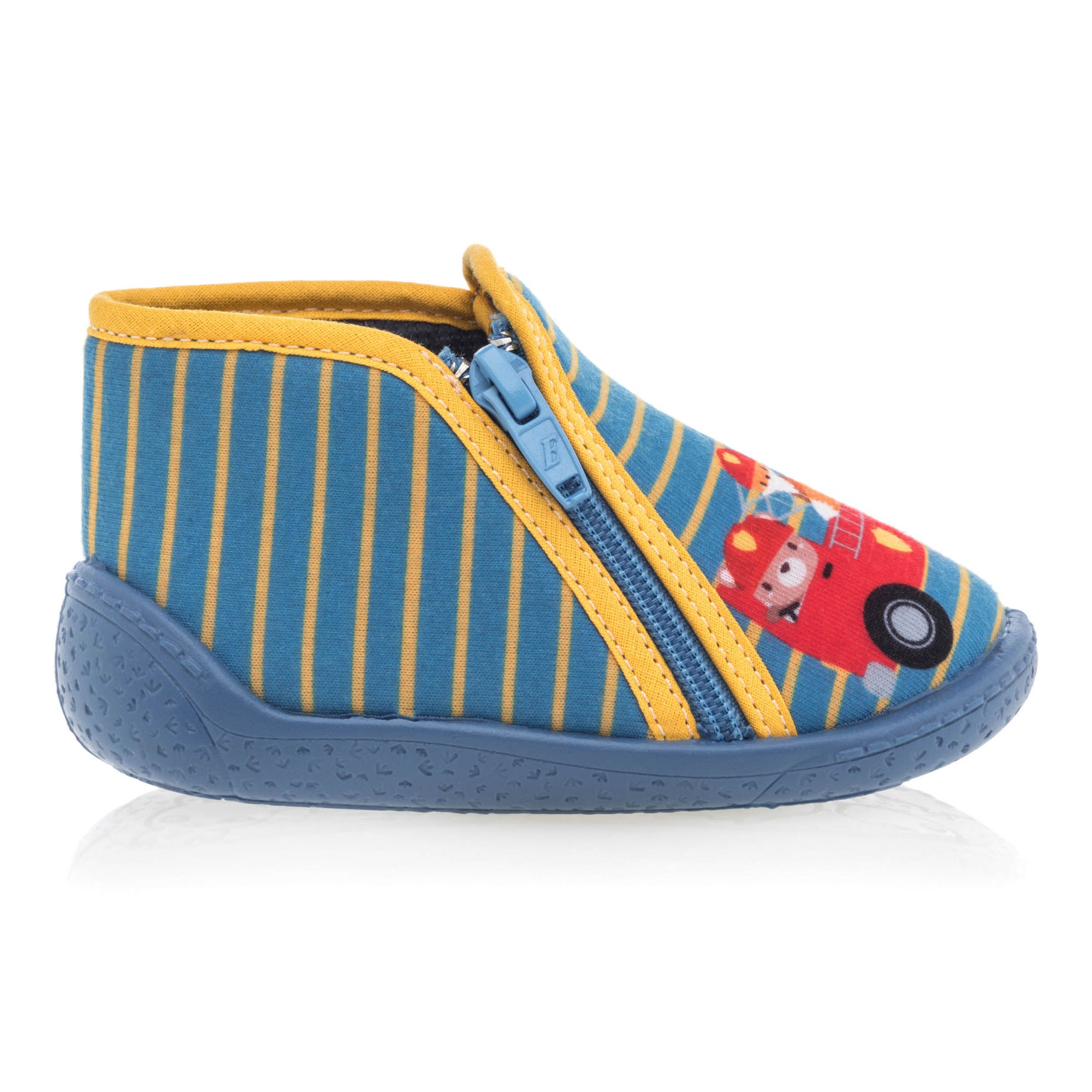 Pantoufles botillons zippés Bébé garçon bleu