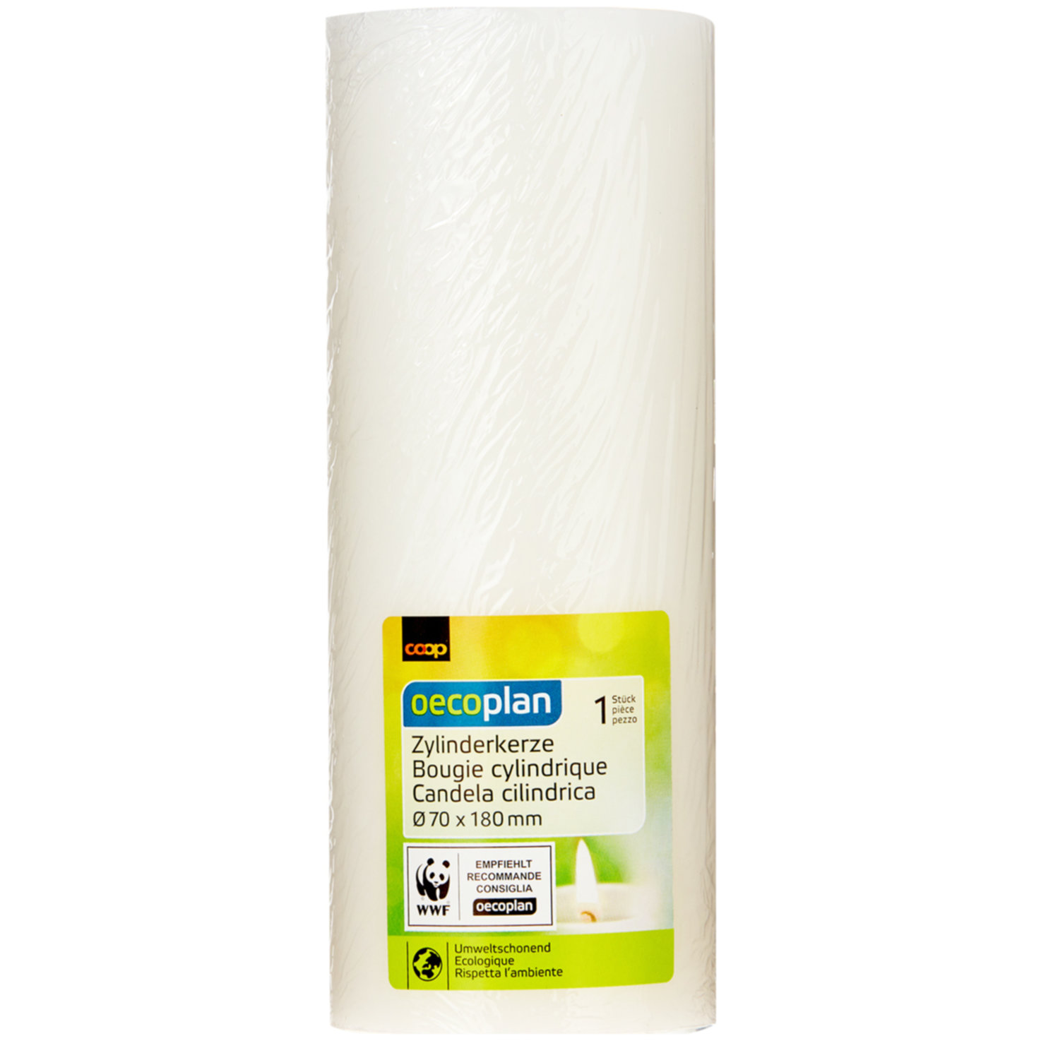 Oecoplan Zylinderkerze 70x180mm weiss