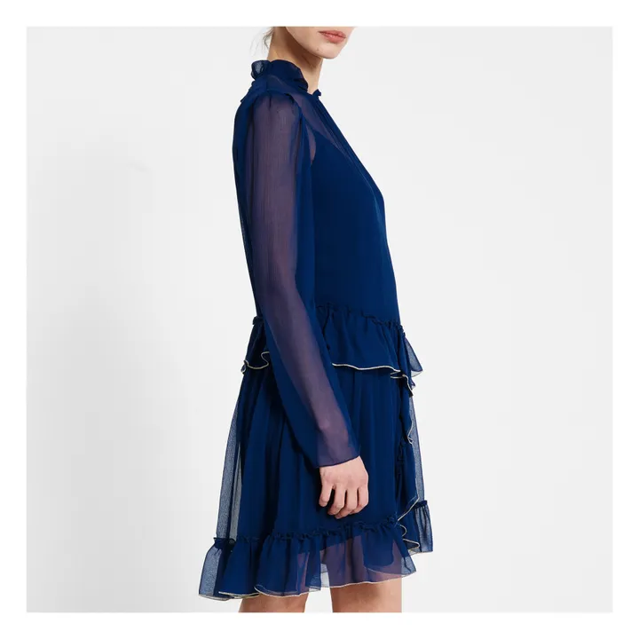 See by Chloé Robe Courte Soie | Bleu marine