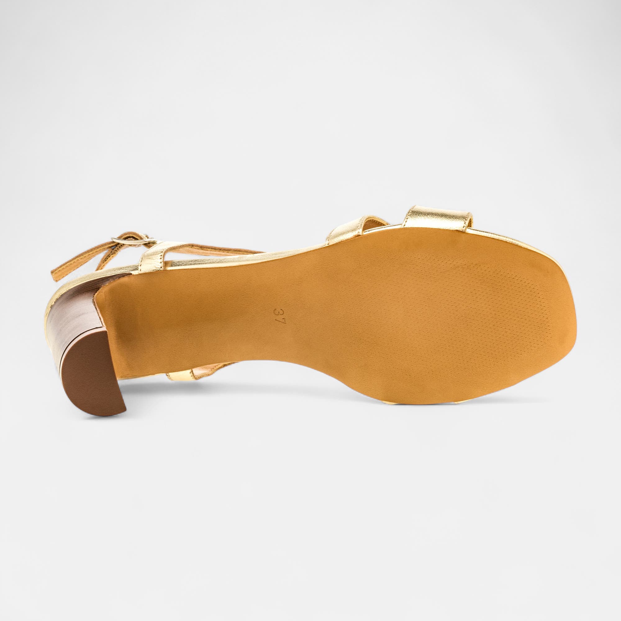 Nu-pieds à talon Femme en cuir or