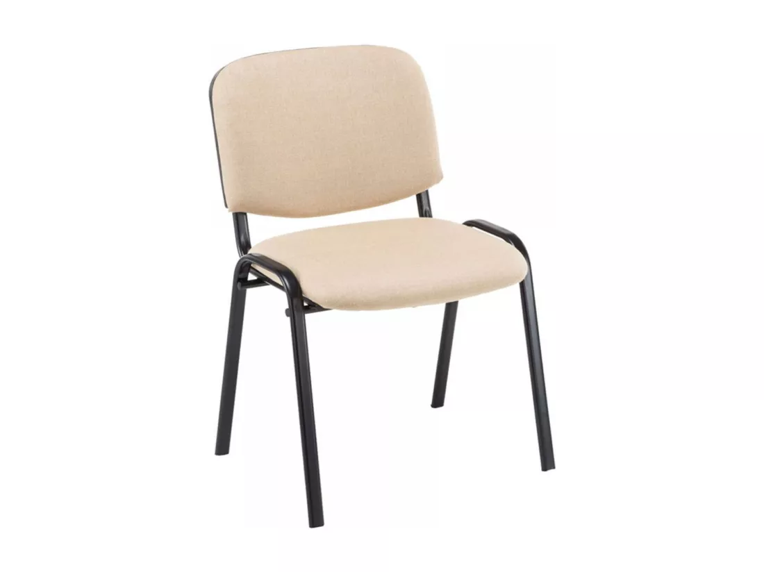 Lot de 4 Chaise de conférence - Tissu & Métal noir mat - Crème - Ken