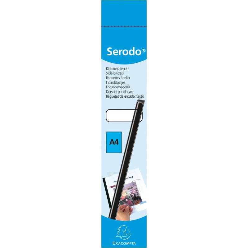 Baguette reliure manuelle 18 mm Exacompta Serodo noire - Paquet de 15