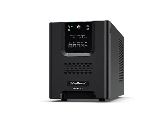 CyberPower Professional Series PR1000ELCD - UPS - AC 230 V - 900 Watt - 1000 VA - 12 At - RS-232, USB - output-stikforbindelser: 8