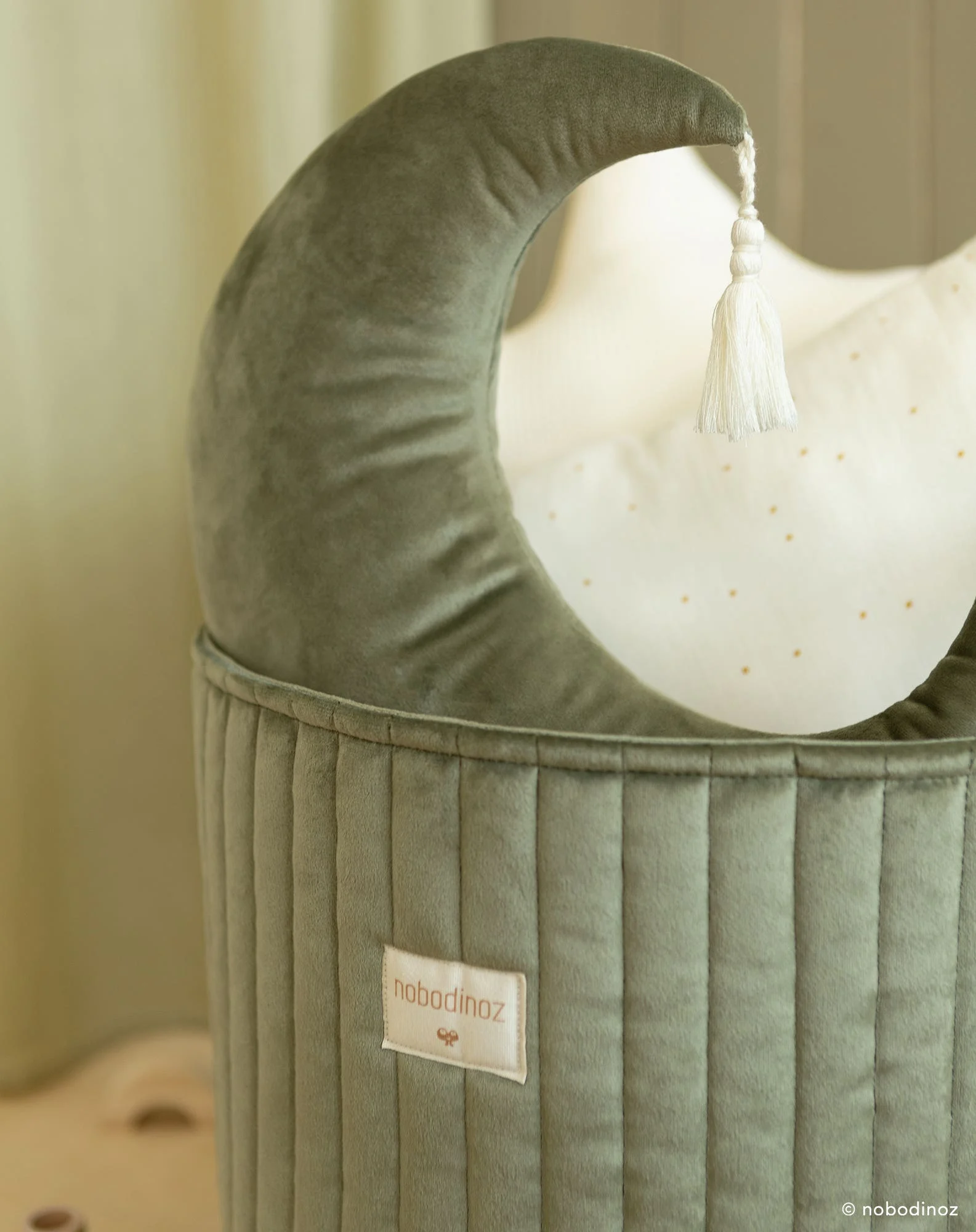 Grand panier de rangement eco-velvet | Vert
