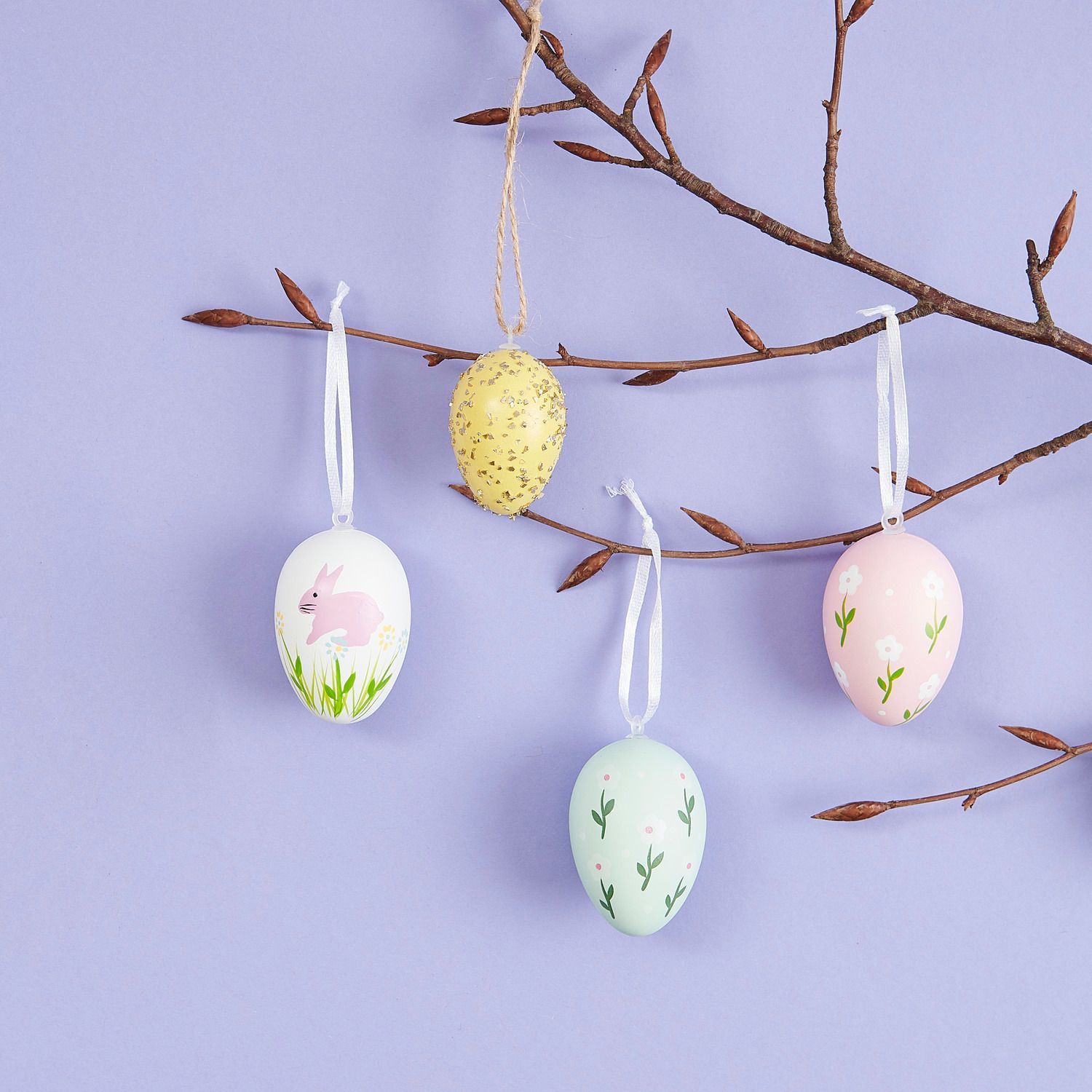 Deko-Eier OSTERN 6er-Set in weiß/rosa