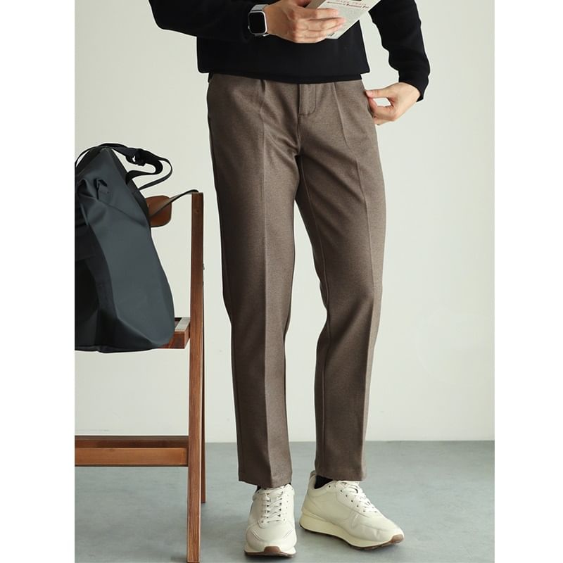 Zentrus - Mid Rise Plain Crop Tapered Dress Pants