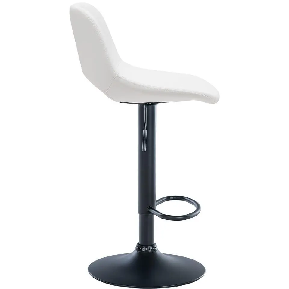 CLP Set van 2 Barkruk Camden mat zwart Frame - Kunstleer - wit