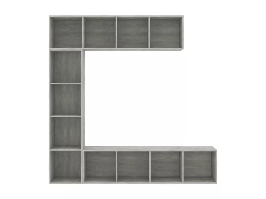 Jeu de bibliothèque/meuble TV 3 pcs Gris béton 180x30x180 cm