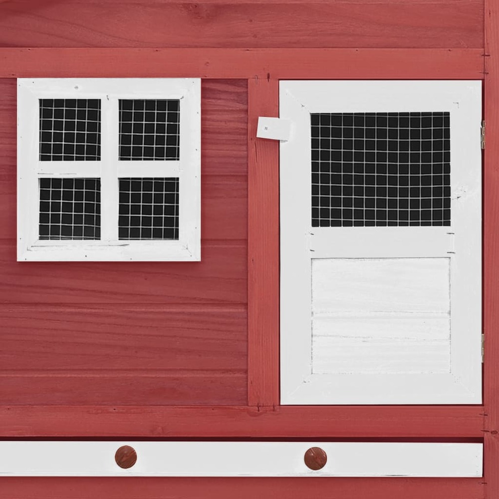 Poulailler avec nichoir 191 x 67 x 117 cm bois de sapin massif rouge et blanc