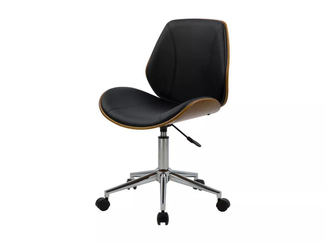 Chaise de bureau pivotante en bois en PU noir - Archie