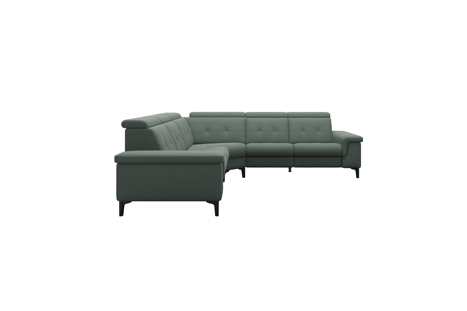 Anna C22 hjørnesofa (PMCMP) Hud Paloma Sage Green med A2 arm og polerte organiske sort alu ben, 14 cm. (Power-Manual-CornerManual-Manual-Power)