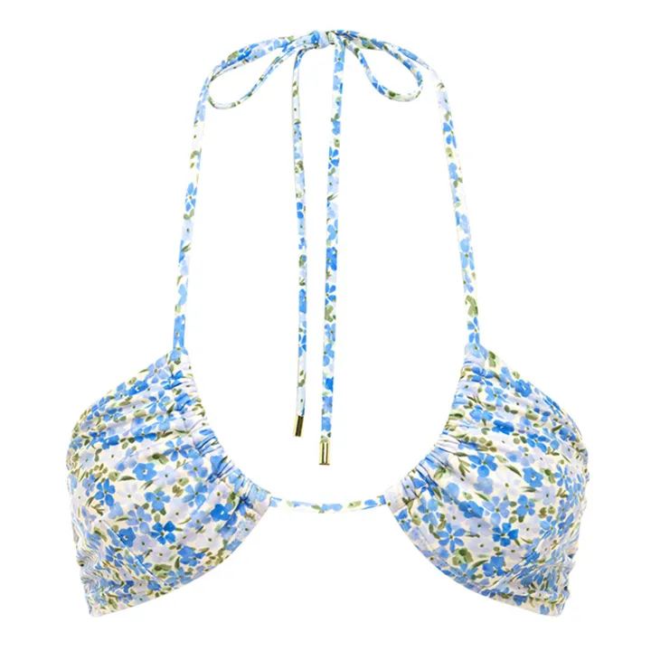 Peony Haut de Maillot Ruched Halter | Bleu
