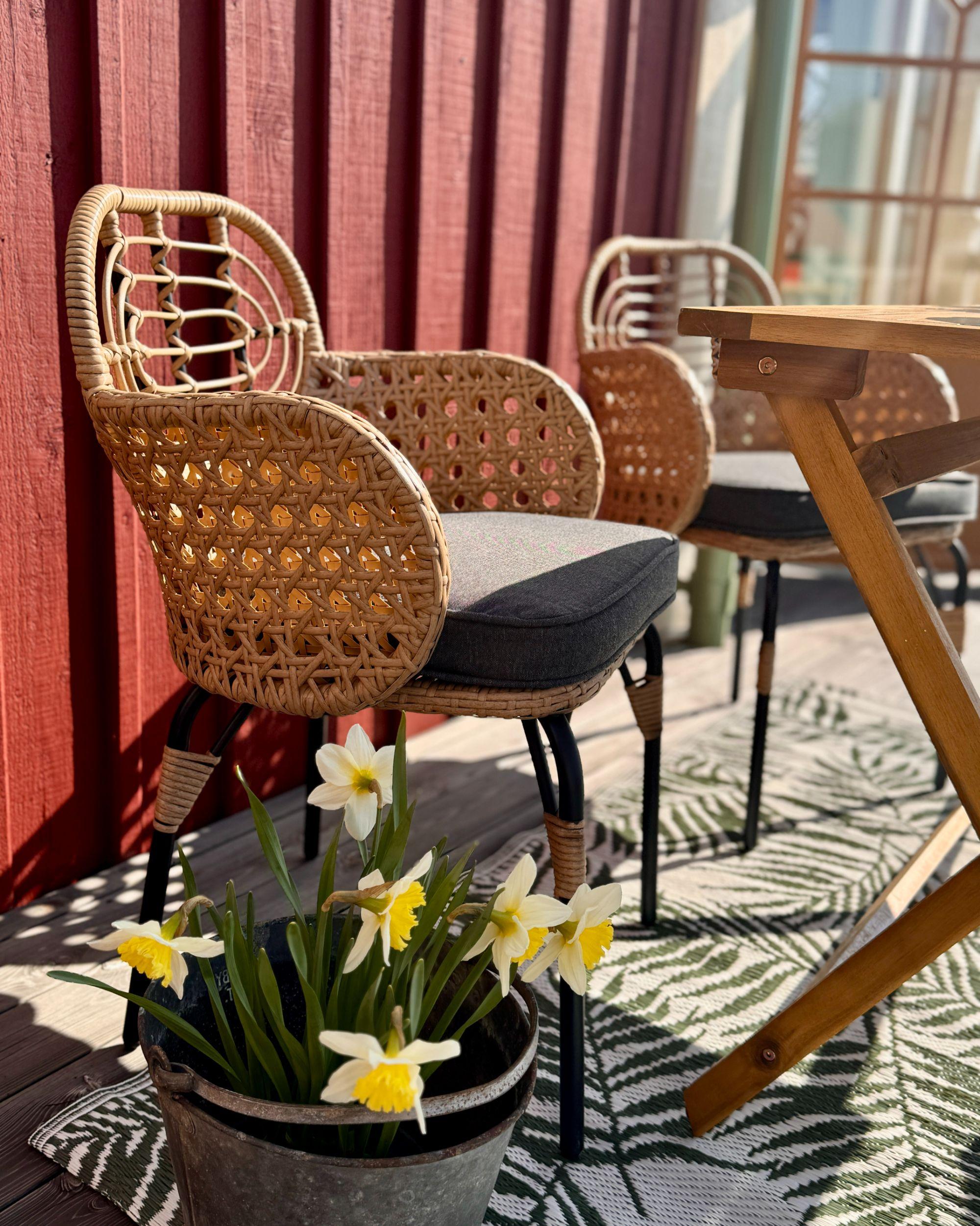Set van 4 stoelen met zitkussen PRATELLO PE rotan Natuurlijk