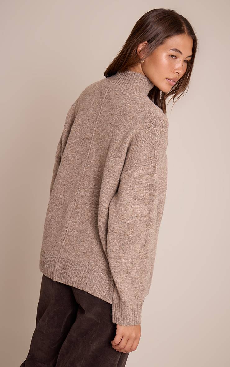 Taupe Synthétiquell En Maille Surdimensionné À Col Polo