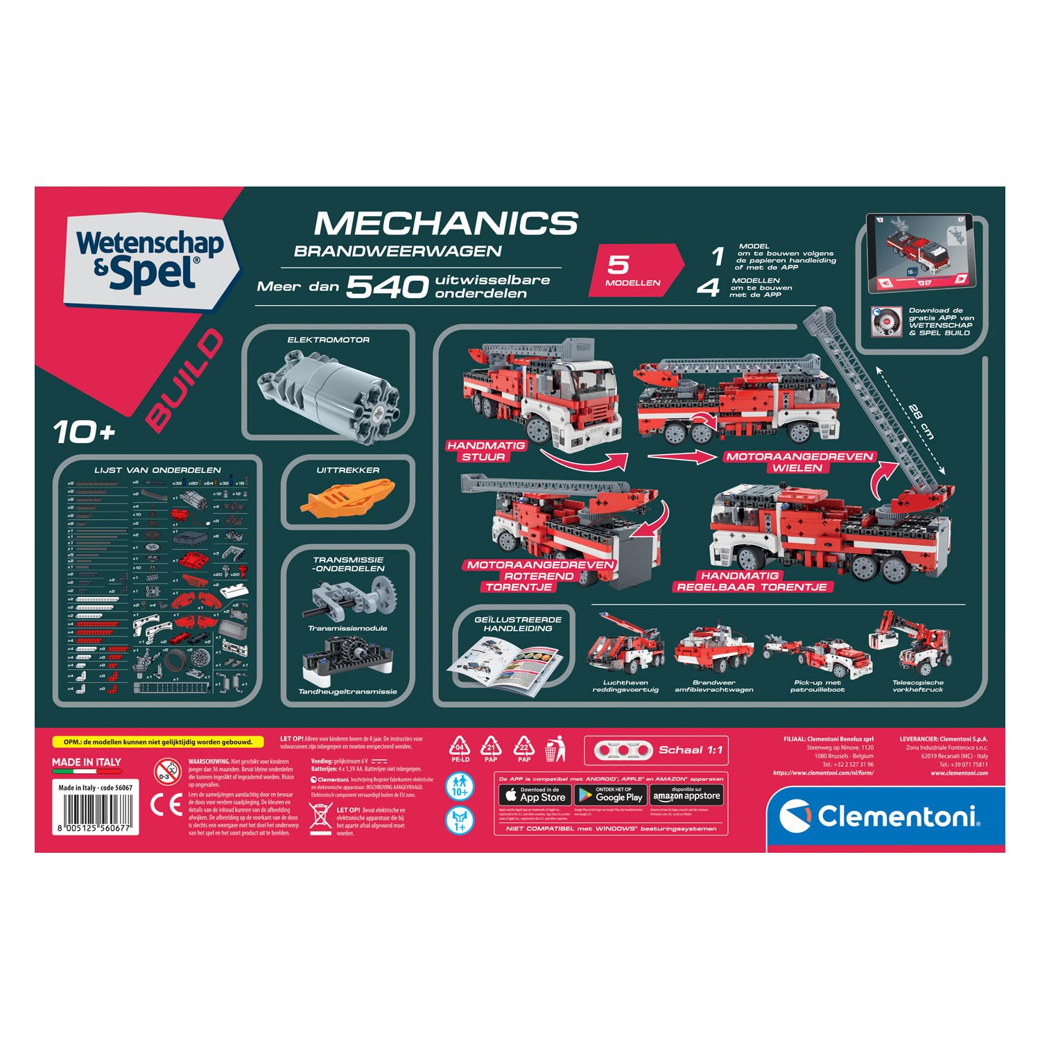 Clementoni Wetenschap & Spel Mechanica- Brandweerwagen