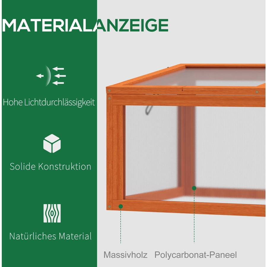Outsunny Frühbeet mit Holzrahmen orange