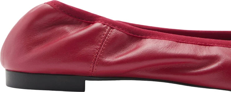 MANGO Leather ballet flats with bow Red