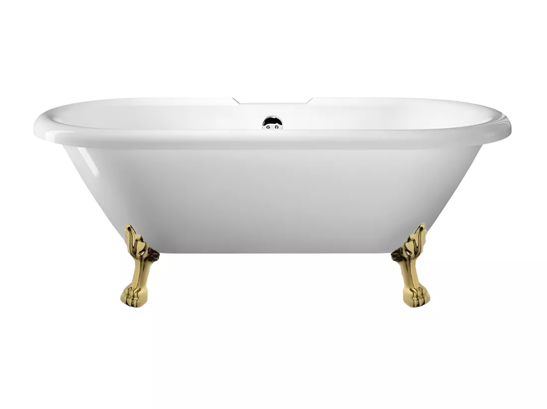 Baignoire ancienne rétro sur pieds CHELSEA Blanche 170 cm Pieds de Lion Noirs