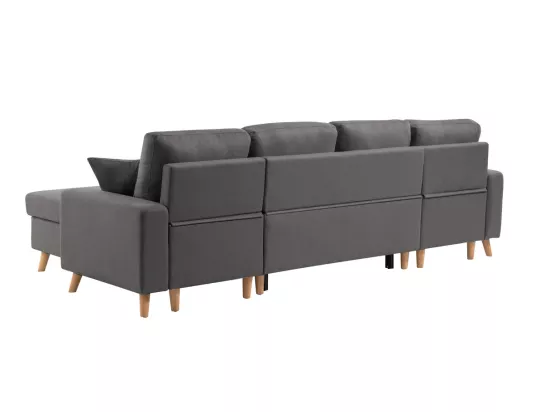 Canapé Panoramique Scandinave Convertible 2 Coffres en Tissu Déperlant