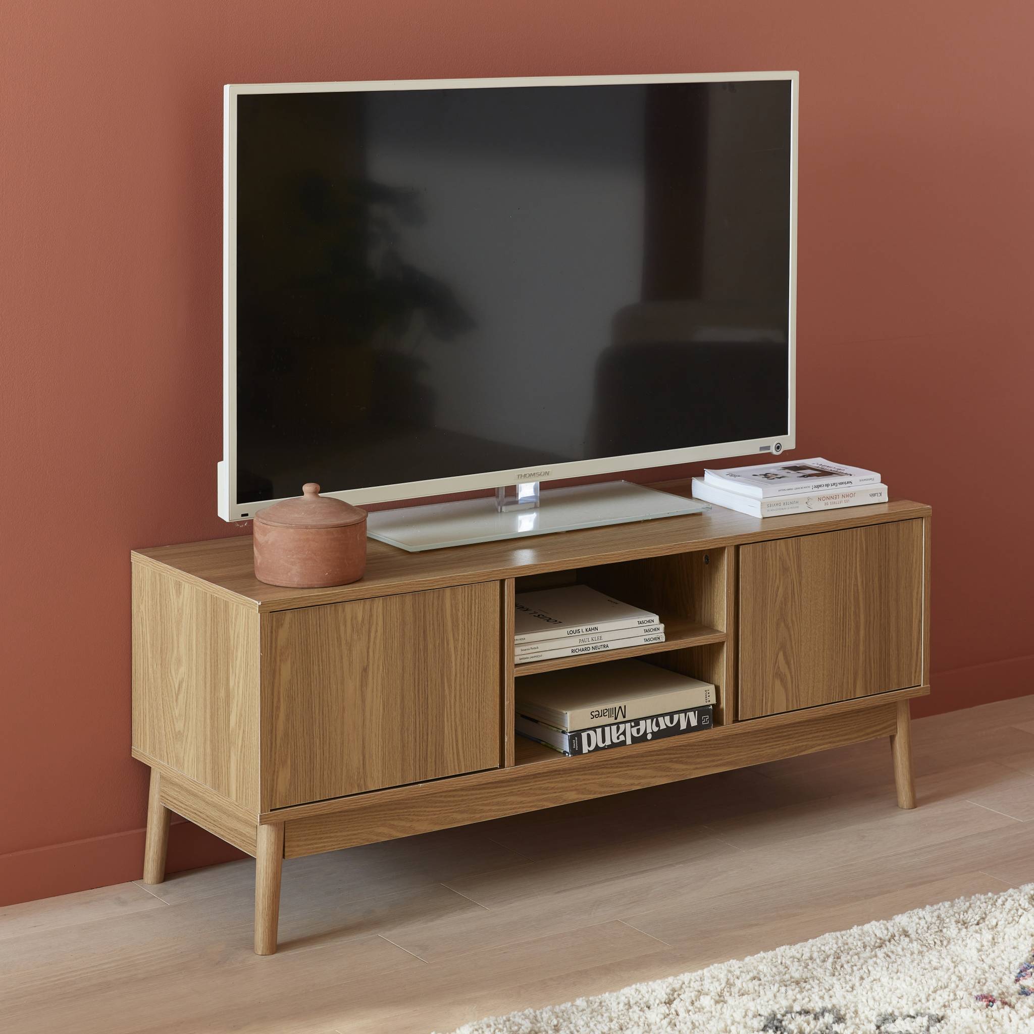 sweeek - TV-meubel met houteffect 2 deuren 120 cm