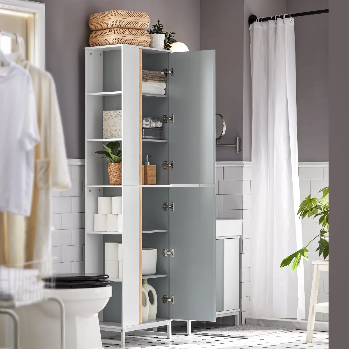 SOBUY BZR76-HG - Colonne salle de bain - Gris clair
