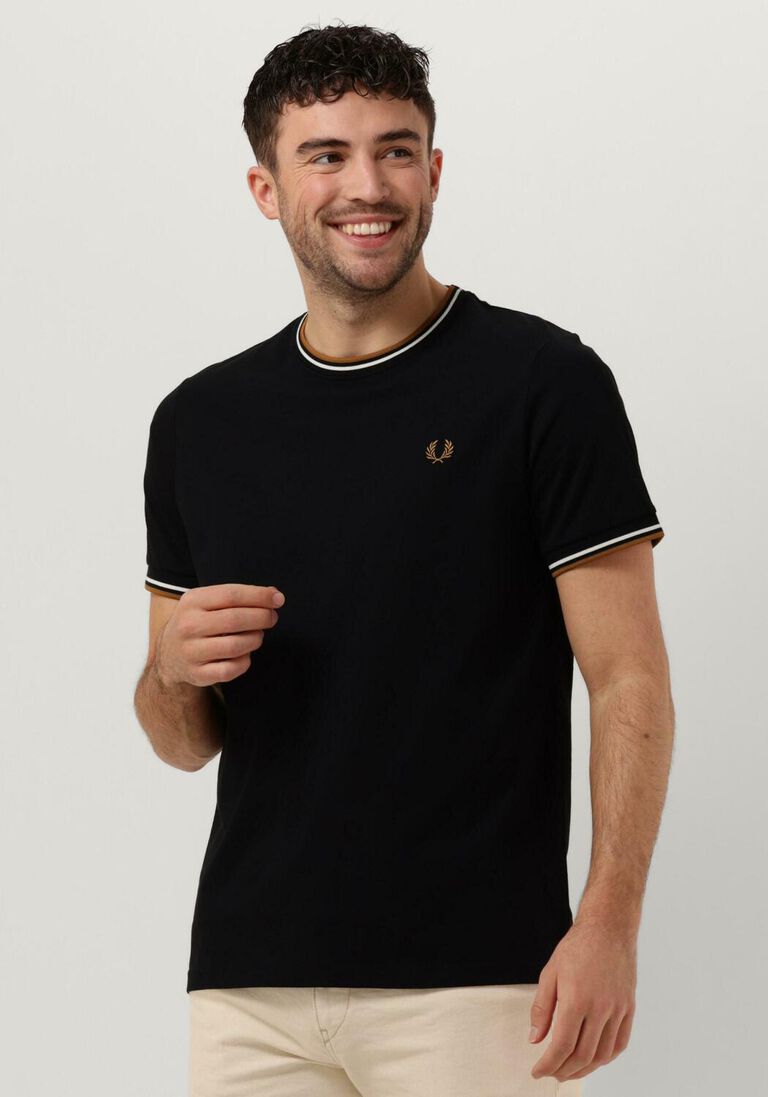 FRED PERRY zwarte fred perry t-shirt twin tipped t-shirt
